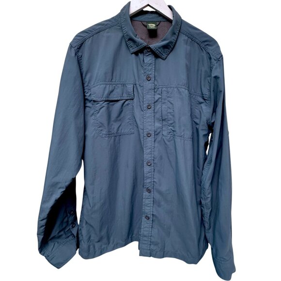 EMS Eastern Mountain Sports Mens Utility Shirt Large Teal Blue Nylon Mesh Hiking - Picture 2 of 11